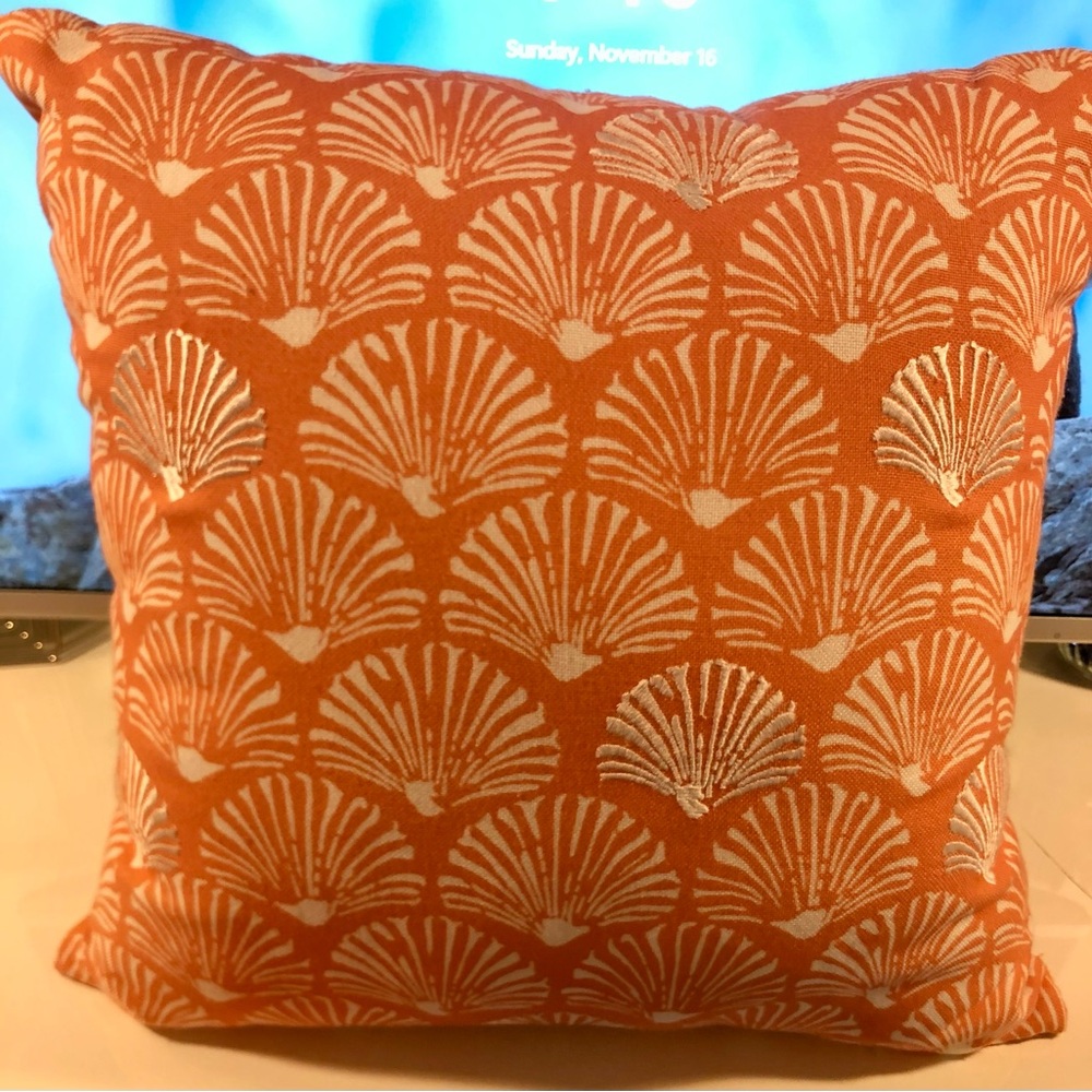 Orange and White Tropical Pillow